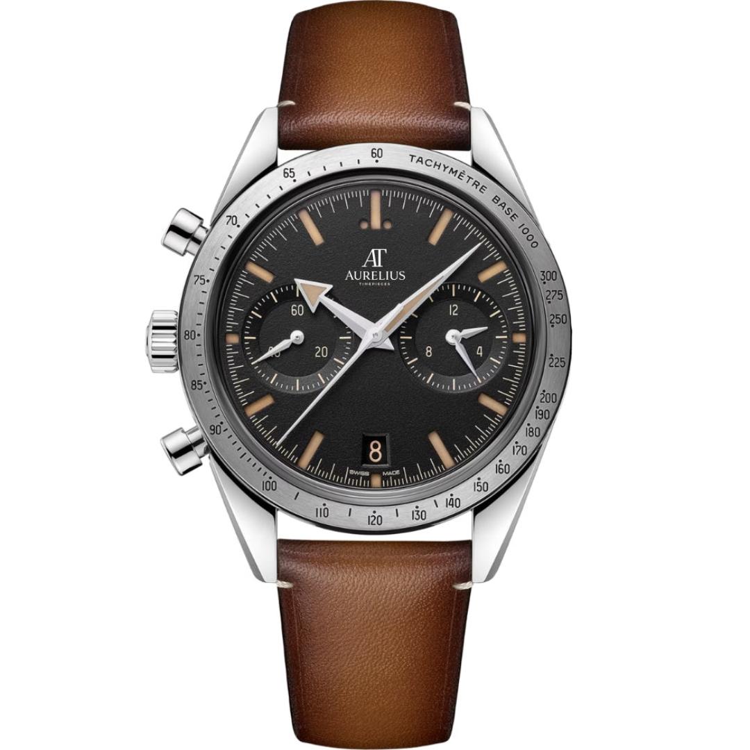 Chronographe Héritage 41 – Cadran Noir | Bracelet en Acier & Lunette Tachymètre
