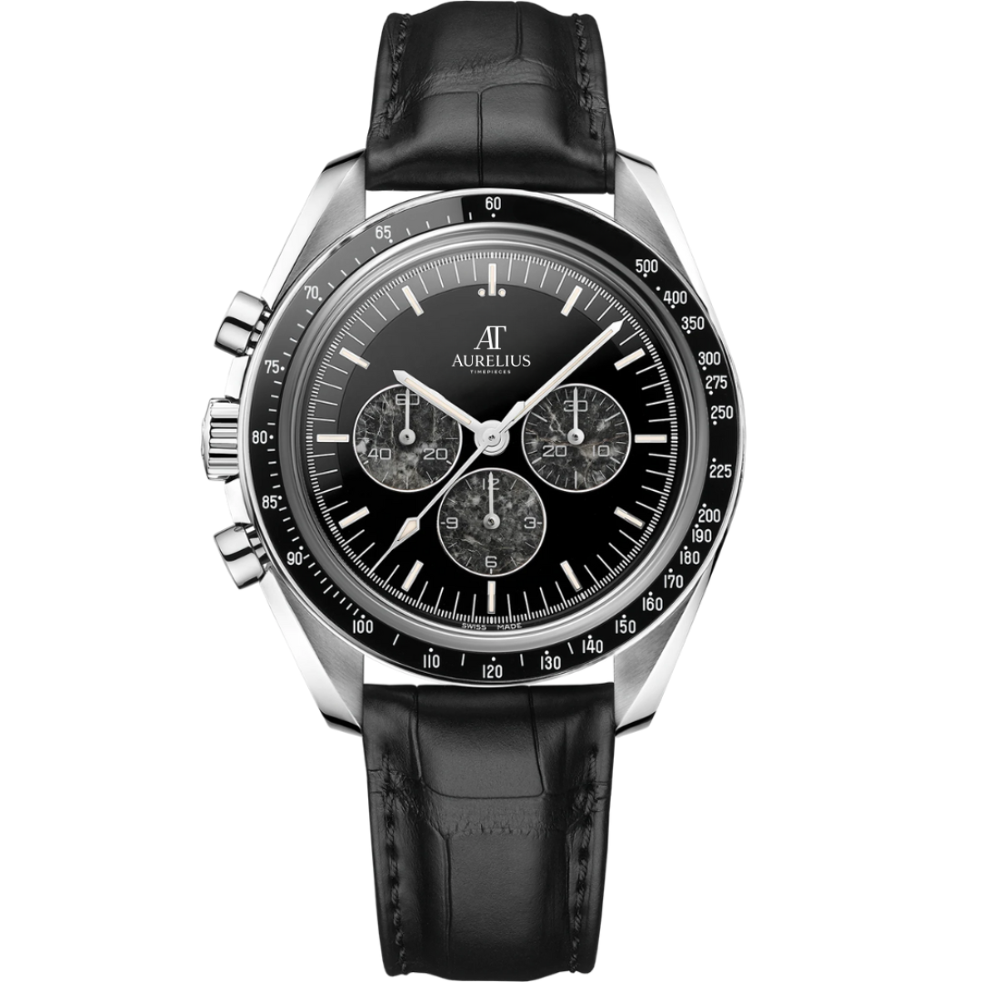 Chronographe Héritage 39 – Cadran Noir | Bracelet en Acier & Lunette Tachymètre