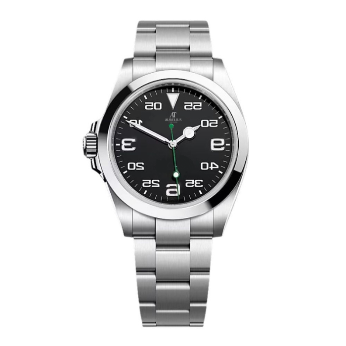 Pilote 40 – Cadran Noir | Bracelet en Acier & Lunette Lisse