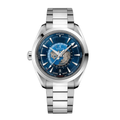 Heure Mondiale 43 – Cadran Carte du Monde Bleu | Bracelet en Acier & Lunette Lisse