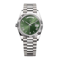 Président 40 – Cadran Vert | Bracelet Ton Argenté & Lunette Cannelée