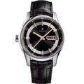 Calendrier Annuel 41 – Cadran Soleil Gris | Boîtier Acier & Bracelet Cuir Noir