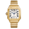 Classique Carré 40 – Cadran Argenté | Boîtier Ton Or & Bracelet Intégré