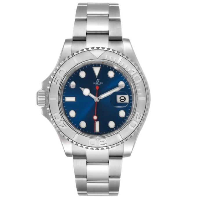 Sport 40 – Cadran Bleu | Bracelet en Acier & Lunette de Plongée Mate