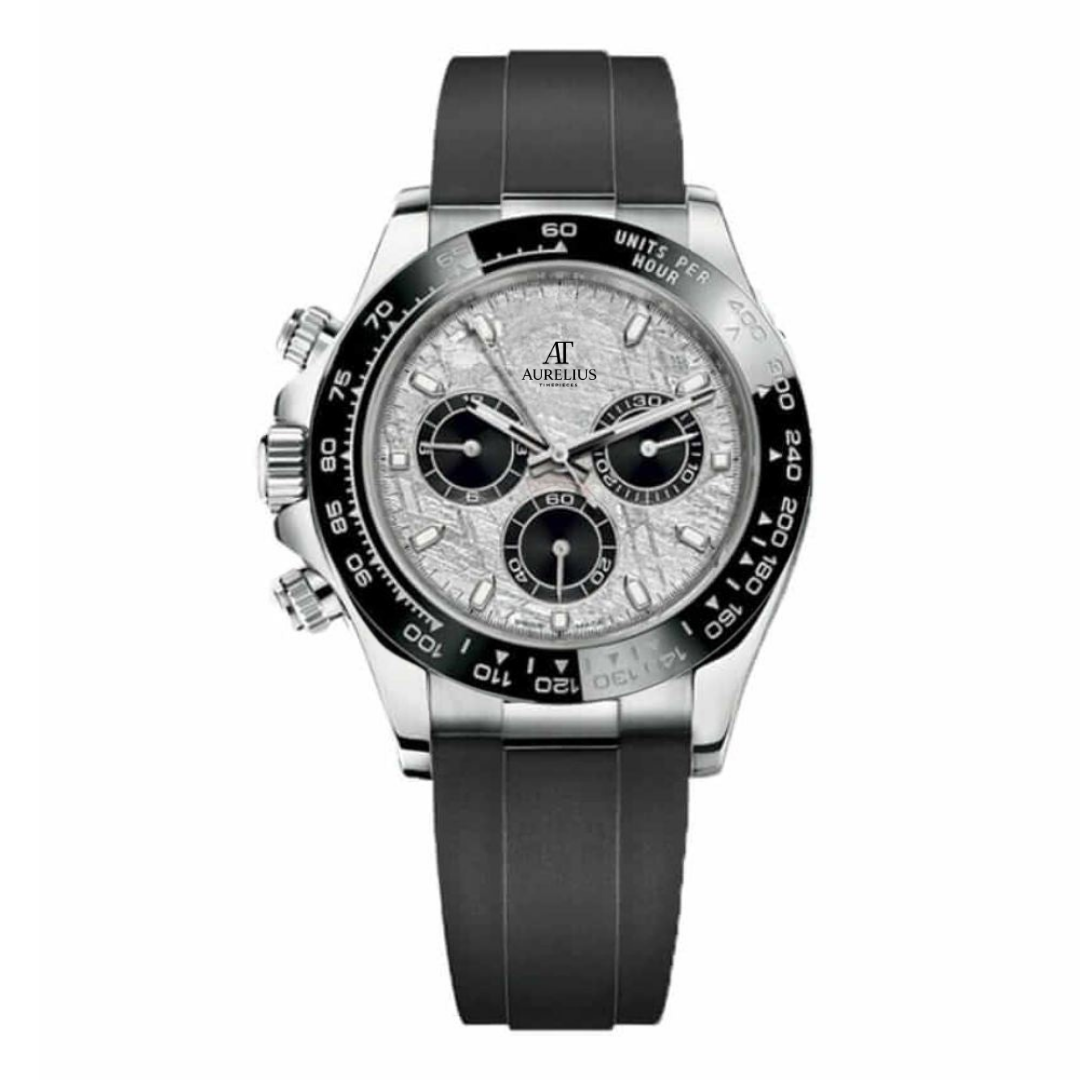 Chronographe 40 – Cadran Météorite | Boîtier Acier & Bracelet Noir