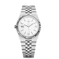 Classique 40 – Cadran Blanc | Bracelet en Acier & Lunette Cannelée