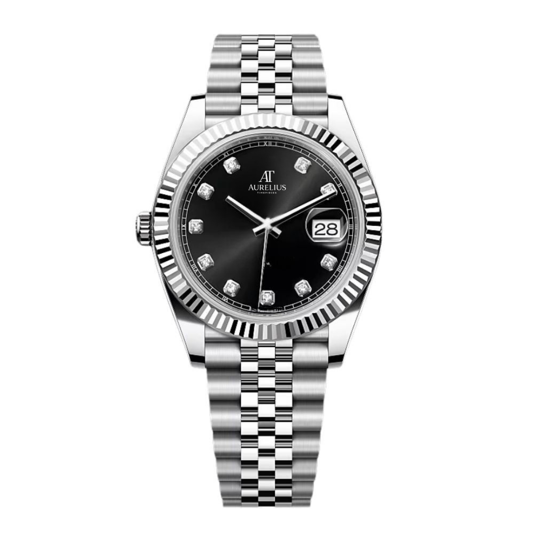 Classique 41 – Cadran Noir Diamant | Bracelet Jubilee en Acier