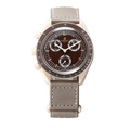 Chronographe 42 – Cadran Crème avec Accents Orange | Boîtier Beige & Bracelet Marron & Lunette Tachymètre