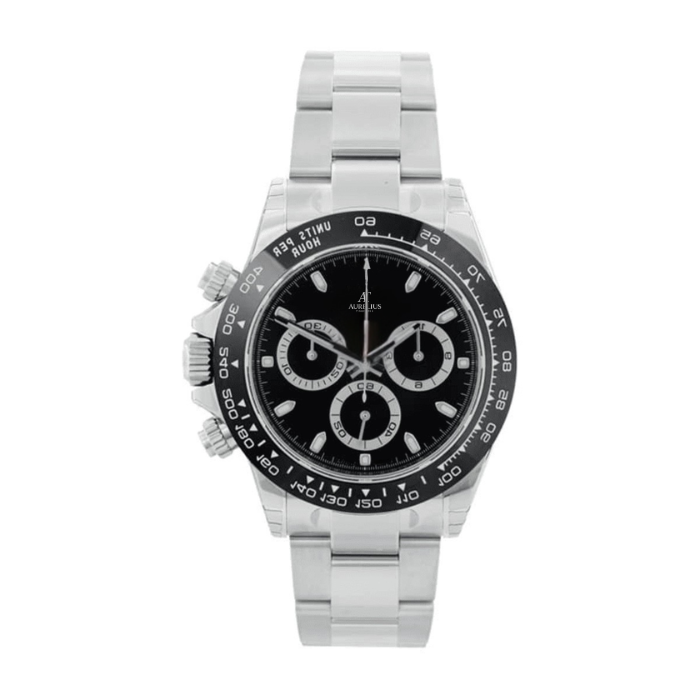 Chronographe 40 – Cadran Reverse Panda | Bracelet en Acier & Lunette Tachymètre Céramique Noire