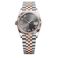 Classique 36 – Cadran Rhodium Foncé | Bracelet Acier & Ton Or Rose & Lunette Cannelée