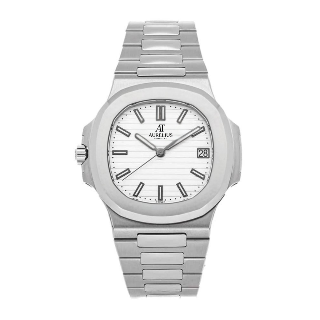 Classique Intégré 40 – Cadran Blanc | Bracelet en Acier & Texture Horizontale