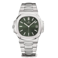 Classique Intégré 40 – Cadran Vert Olive | Bracelet en Acier & Texture Horizontale