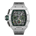 Chronographe Squelette 44 – Cadran Ajouré avec Accents Verts | Boîtier Blanc & Bracelet Caoutchouc Blanc
