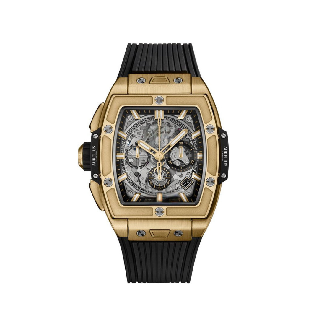 Chronographe Fusion 42 – Cadran Noir | Boîtier Ton Or Jaune & Bracelet Caoutchouc