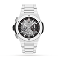 Chronographe Fusion 42 – Cadran Squelette Noir | Boîtier Blanc & Bracelet Caoutchouc Noir