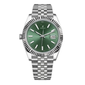Date Classique 41 – Cadran Soleil Vert | Bracelet Jubilee en Acier Inoxydable & Lunette Cannelée