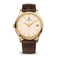 Classique 39 – Cadran Ivoire | Boîtier Ton Or & Bracelet Cuir Marron